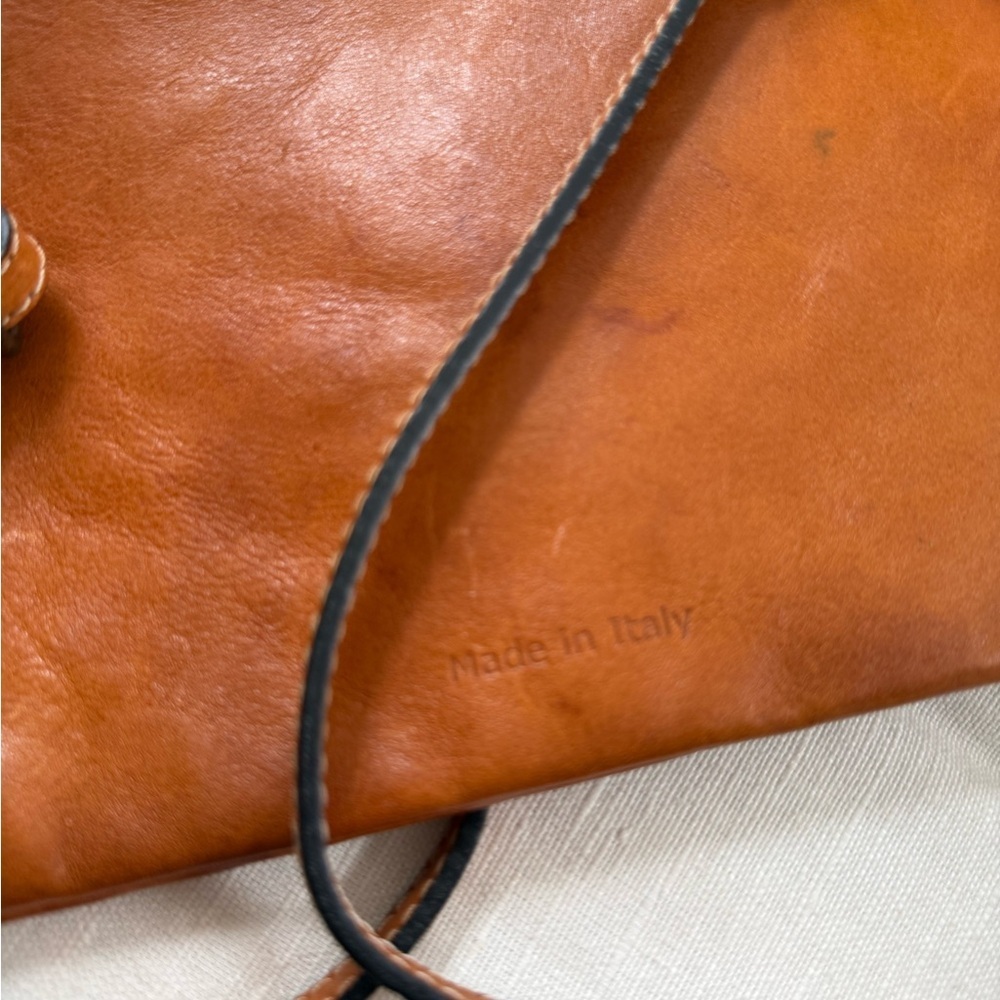 Pratesi Firenze brown Leather crossbody clutch bag made in Italy - Picture 7 of 8